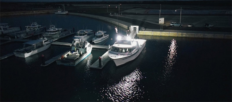 waterproof led work lamps on the boats at seaside waterproof led work lamps on the boats at seaside