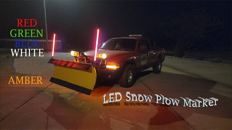 ATV led whip light is installed on plow blade for led snow plow marker light  