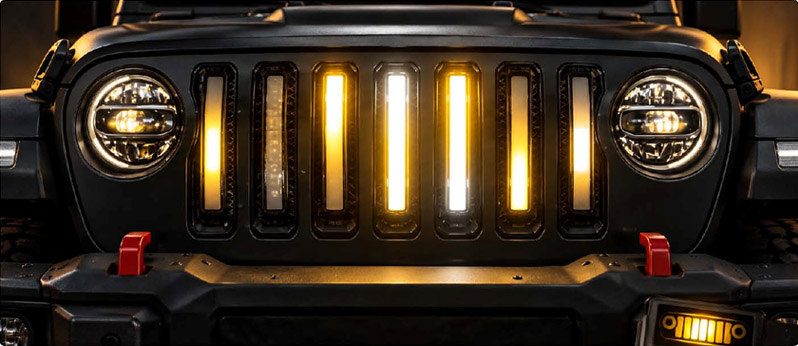 The music sync RGB LED grille light for wrangler JK series The music sync RGB LED grille light for wrangler JK series
