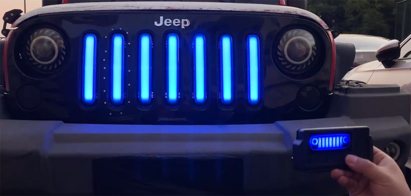our newest music sync rgb led grille lights are installed onto wrangler JK our newest music sync rgb led grille lights are installed onto wrangler JK